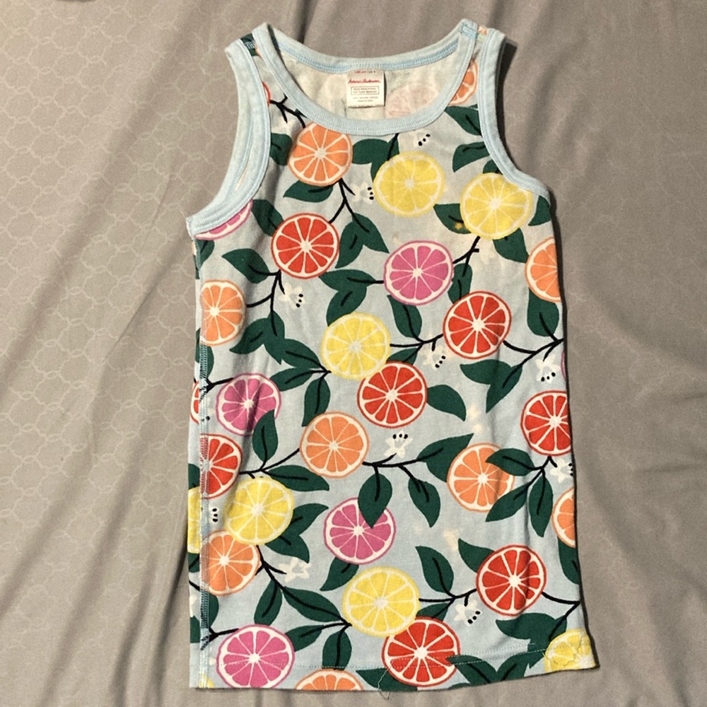 Tank top short John set. Light blue with fruit print